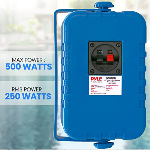 Image of PyleUsa Indoor Outdoor Speakers Pair - 500 Watt Dual Waterproof 5.25 inch 2-Way Full Range System w / 1 /2 inch High Compliance Polymer Tweeter - in-Home, Boat, Marine, Deck, Patio, Poolside (Blue) - PDWR55BL