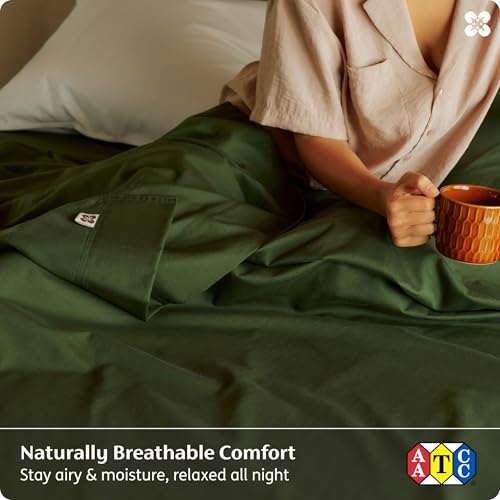 Image of Bedsure PureWoven 100% GOTS Certified Organic Cotton Sheets, Queen Size