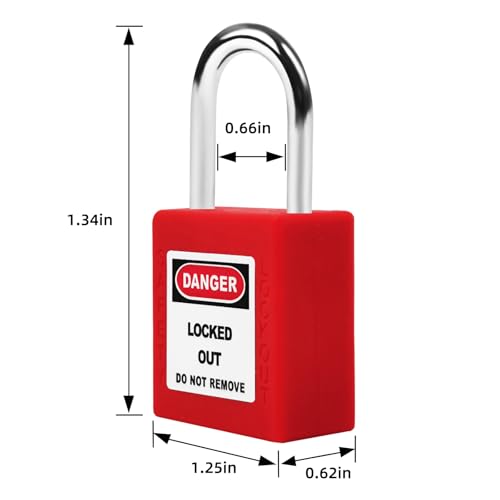Image of Red Loto Locks Set-10pcs, Lockout Locks, Safety Padlocks, 2 Keys Per Lock, OSHA Compliant