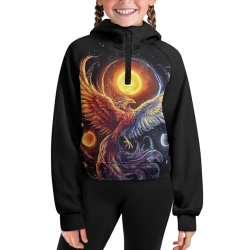 WELLFLYHOM Girls Half Zip Up Sweatshirt 5-14T Trendy Fall Cropped Top Long Sleeve Hoodies Girls Fall Outfits