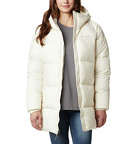 Columbia Women s Puffect Mid Hooded Jacket, Chalk, Medium