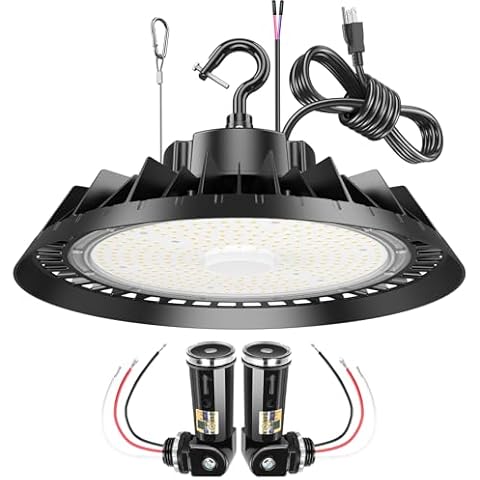 LED High Bay Light 150W 22500LM Super Bright Dimmable AC100-277V IP65 5000K DLC/ETL Listed Commercial Bay Lighting 5ft with US Plug High Bay LED Light for Warehouse Workshop Cover