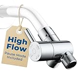 G-Promise All Metal High-Flow Shower Diverter Valve with Pause Mode, 3-Way 4 Setting Splitter for Handheld and Fixed Spray Showerhead Adapter, Bathroom Universal Replacement Part (Chrome)
