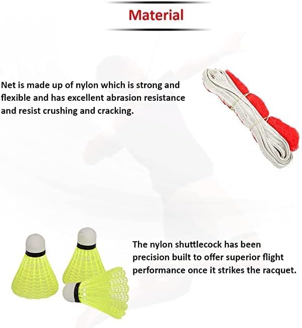 Miniatura 5 de HIPKOO SPORTS Juego de 4 raquetas de bádminton de aluminio estándar para deportes con tapa, 3 lanzaderas y red, ideales para principiantes, ligeras