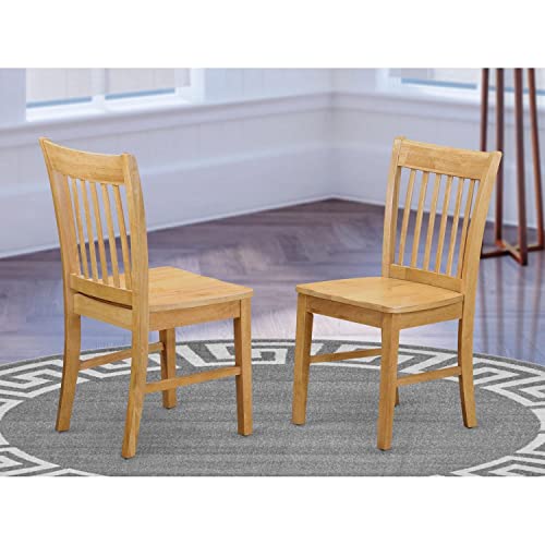 East West Furniture Norfolk Mid-Century Dining Chairs - Wooden Seat And Oak Solid Wood Frame Modern Dining Chair Set Of 2 #TOP1
