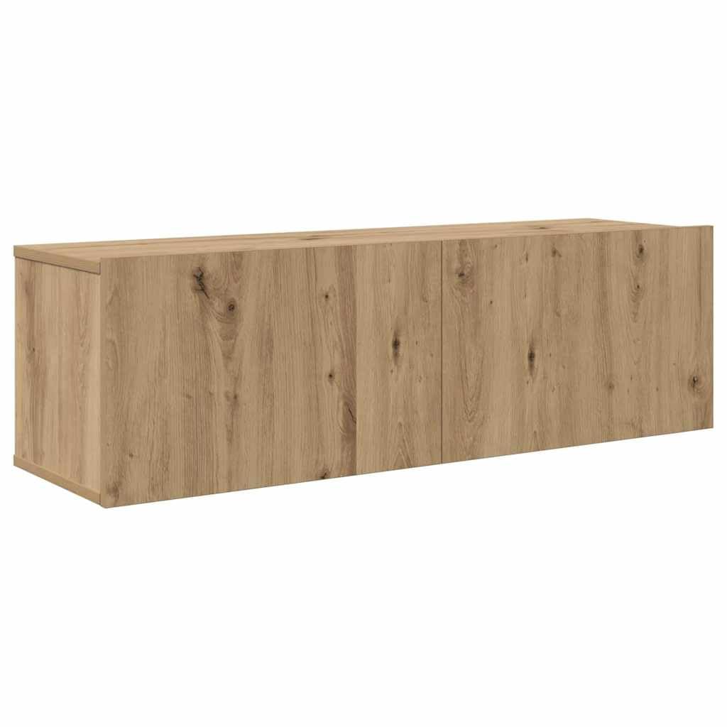 TV-Schrankset Wandmontiert 8-teilig, Artisan-Eiche Holzwerkstoff, Modernes Media-Center für Wohnzimmer, Schlafzimmer, platzsparende TV-Konsole