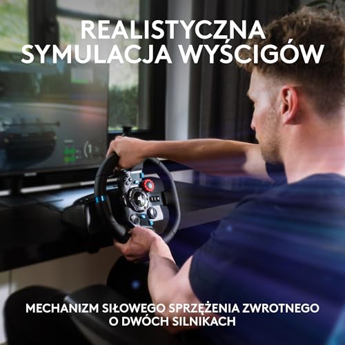 Logitech G G29 SE Driving Force, kierownica i pedały wyścigowe, siłowe sprzężenie zwrotne, prawdziwa skóra + Driving Force Shifter, dźwignia zmiany biegów - do konsol PS5, PS4 i PC/Mac - Czarny