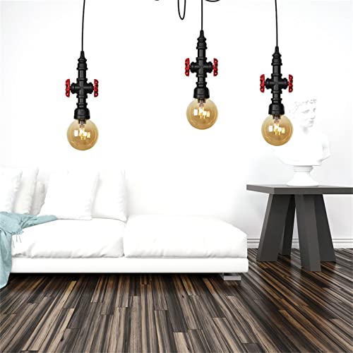 Lampe de plafond conduite d'eau style industriel rétro avec 3 lumières suspendues
