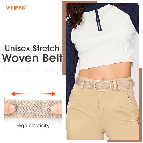 WHIPPY Braided Woven Stretch Belt Women Men Web Casual Unisex Mixed Color Woven Elastic Golf Belts for Jeans Pants2