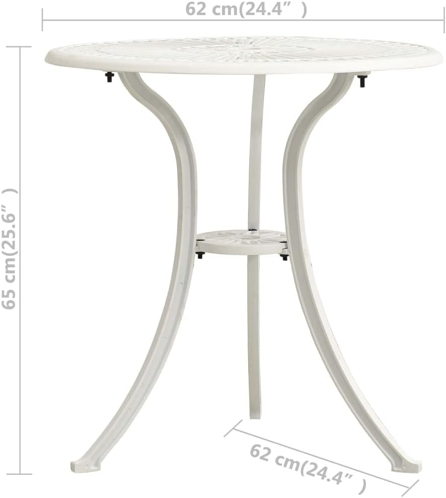 Patio Table,Cast Aluminum Bistro Table,Outdoor Table,Outdoor Furniture,Weather Resistant,with an Umbrella Hole,for Outdoor Backyard Lawn Balcony Pool,White 24.4"x24.4"x25.6" Cast Aluminum : Patio, Lawn & Garden