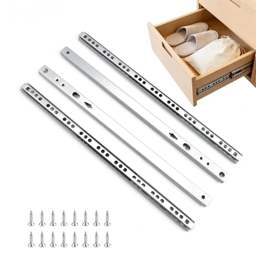 LERANXIN 4 Pièces(2 Paire), Coulisse Tiroir, Glissiere Pour Tiroir, 17mm × 310mm, Rail Tiroir Coulissant, Rail Coulissant, Acier Galvanisé Coulisse à...