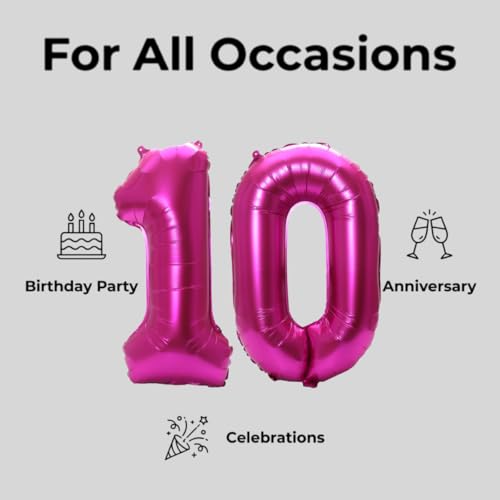 Image of YPSelected 32 Inch Large Foil Helium Number Balloon Birthday Wedding Party 0-9 (Rose Red, 1)