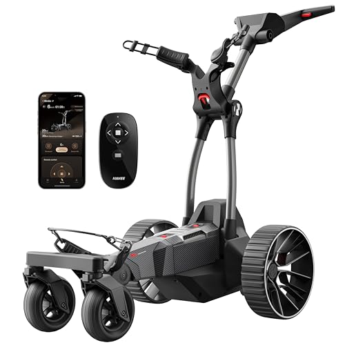 NAVEE Birdie 3 Remote Electric Golf Trolley Compact One-Touch Folding Golf Cart Dual Motors 220Wh Battery for 36 Holes 4+1 Wheel Stability System App Control & Power-Assist Mode
