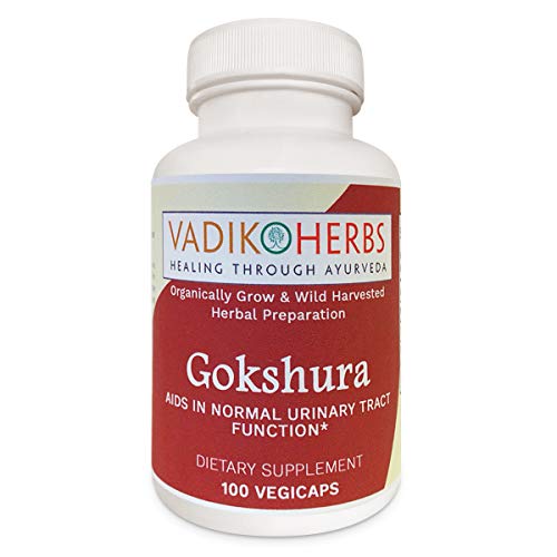 Certified Organic Vadik Herbs Gokshura (Tribulus terrestris) Powder 100 Vegicaps | Helps to Proper Function of The Urinary Tract, Proper Function of The Genitourinary System