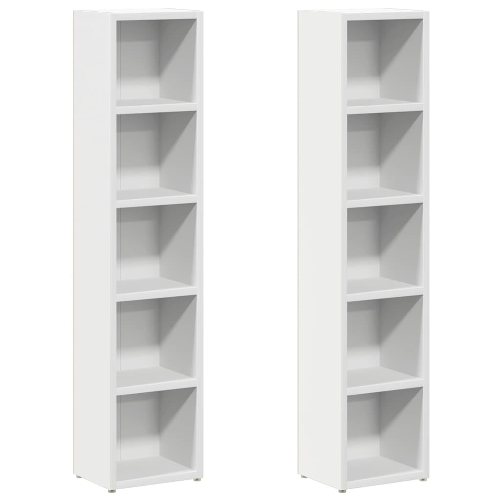 2 scaffali per CD, colore bianco, 21 x 16 x 93,5 cm, materiale in legno per un massimo di 80 CD, design sottile per riporre la tua raccolta musicale, DVD e dischi Blu-Ray