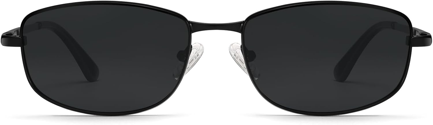 Dollger Womens Polarized Rectangle Sunglasses Retro 90s Metal Small Frame Trendy Shades UV400 Lightweight Driving Glasses