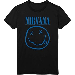 Nirvana T Shirt Bleu Smile Band Logo Nouveau Officiel Homme Noir - Les Beatles, Paul McCartney, John Lennon, RIngo Starr, George Harrison