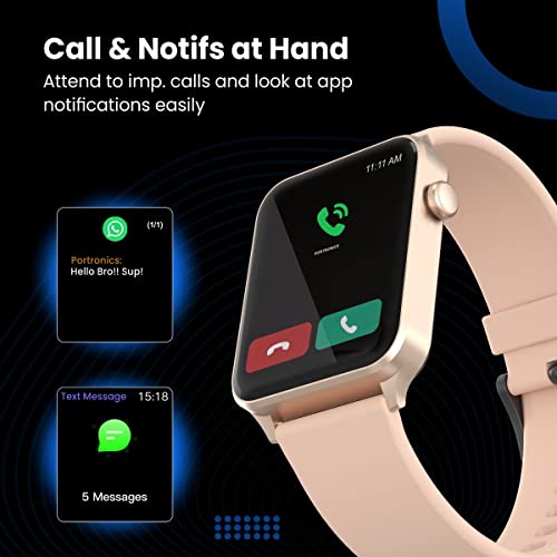 Image of Portronics Kronos Gamma Bluetooth Calling Smart Watch, 1.69inch HD Display, Dial Pad, SpO2, BP & HR Monitoring, Multiple Sports Mode, IP68 Water Resistant, Android /iOS Compatibility(Rose Gold)