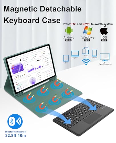 Image of Touch Keyboard Case for Samsung Galaxy Tab S11 Ultra 14.6 inch 2025, Galaxy Tablet S11 Ultra Case with S Pen Holder, Magnetic Detachable Smart Tablet Keyboard Cover with Touchpad, Auto Sleep /Wake
