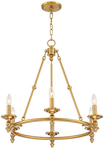 Stiffel 04-1907-279 WARM AB Wagon Wheel Gold Chandelier - 6 Light, Antique Brass Modern Farmhouse Chandelier thumb #6