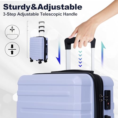luggage sets 3 piece,carry-on luggage with wheels,check in luggage,28/24/20 inch luggage,tsa approved lock,hardshell suitcase,Blue Purple2