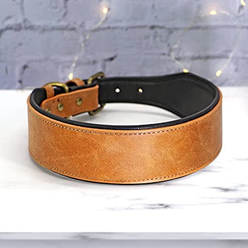 Beirui Heavy Duty 2 Inch Wide Leather Dog Collar For Medium Large And Extra Large Dogs - Thick Leather Dog Collar With Strong Durable Hardware For Rottweiler Pitbull Mastiff, Brown,2Xl #TOP2