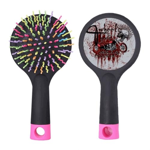Brosse démêlante coussin motor salon motif squelette graffiti pour cheveux épais et rebelles