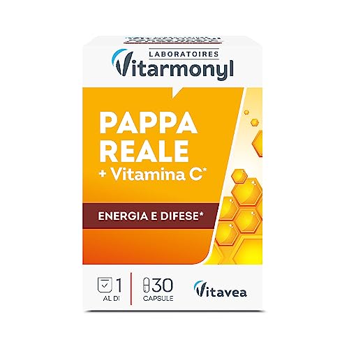Nectar Royal - Pappa reale + Vitamina C - Energia e Difese - Integratore alimentare per il sistema immunitario - Per ridurre Stanchezza e Affaticamento - 30 capsule - Vitarmonyl
