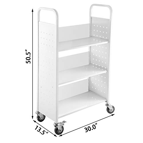 image for BestEquip 200LBS Book Cart, Library Cart 30x14x45 Inch, Rolling Book C