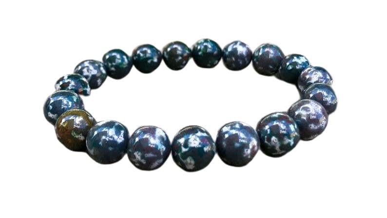 Bracelet Bloodstone 10mm pour méditation et yoga accessoire bien-être élastique 7 pouces