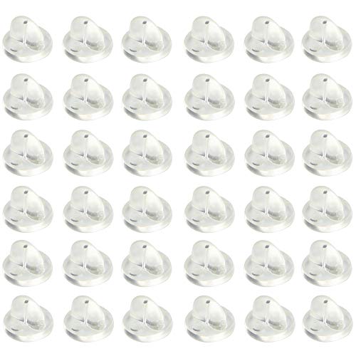 DMLSKY 100 Pieces Clear PVC Rubber Pin Backs Butterfly Clutch Holder Replacement for Lapel Brooch Jewelry Tie Tack Citation Bars with Multiple Color