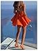 SOLY HUX Women's Halter Neck Sleeveless Bow Tie Backless Flowy Mini Dress Beach Vacation Clothes Solid Orange Large