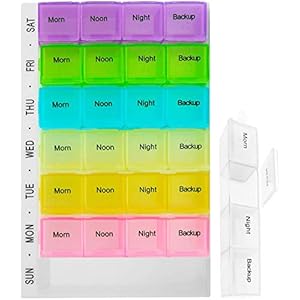 AidShunn Pil Dozen 7 Dagen Wekelijkse Pill Organizer 28 Aparte Compartimenten Vitaminen, Supplementen en Medicatie voor Reizen Werk