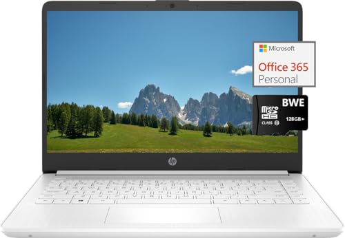 HP Newest 14 Ultra Light Laptop for Students, Quad-Core Intel N4120, 8GB RAM, 192GB Storage(64GB eMMC+128GB SD Card), with 1 Yea