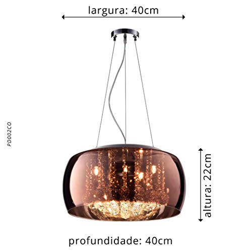 Pendente Bella Iluminação Soho Cobre/ Cromado/ Transparente