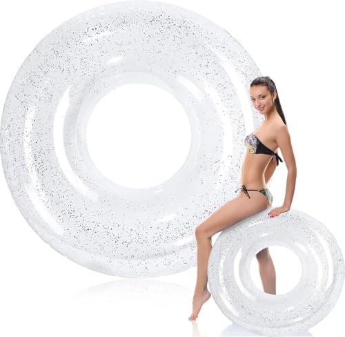 Anel de natação insuflável, flutuante insuflável, piscina flutuante praia festa de água flutuante inflável anel de natação para o verão para adultos crianças (transparente - B)