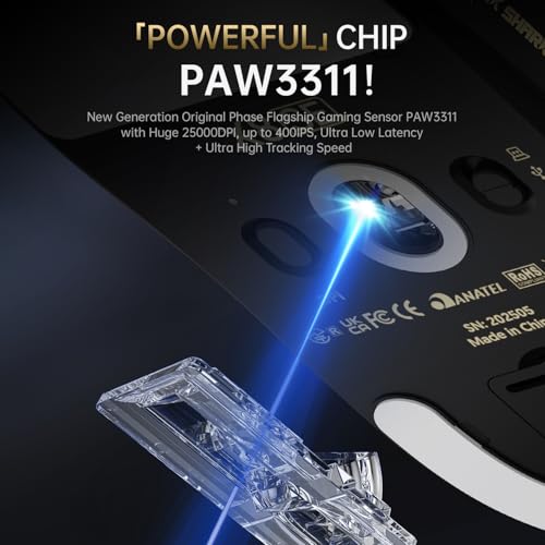 ATTACK SHARK X8SE Mouse for Large Hand, 55g Superlight, PixArt PAW3311 Gaming Sensor, BT/2.4G Wireless/Wired, Adjustable DPI up to 25000, 500mAh Battery (Black) – Bild 5