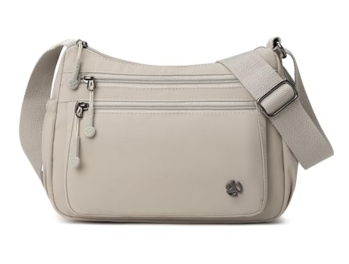 Pealwel Casual Crossbody Bag with Anti Theft Pocket - Women Lightweight Water-Resistant Purse Bag (Beige)