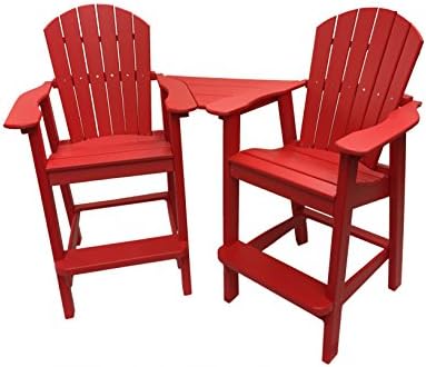 Phat Tommy Recycled Poly Resin Balcony Chair Settee | Durable and Eco-Friendly Adirondack Armchair and Removable Side Table | This Patio Furniture is Great for Your Lawn, Garden, Swimming Pool, Deck.