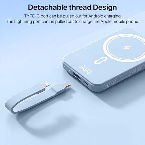 Image of DR VAKU 10000mAh Magnetic Wireless Power Bank for iPhone 17 /16 /15 /14 /13 Series iWatch & Airpods 15w Magsafe & 22.5w PD with L Cable Fast Charging (Input & Output) Lithium Polymer Battery