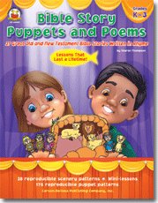 Paperback Bible Story Puppets and Poems: 37 Great Old and New Testament Bible Stories Written in Rhyme (Lesson Book