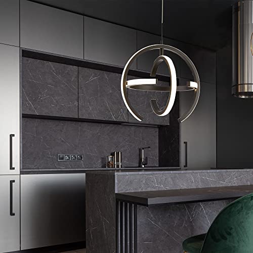 Kinglong Matte Black Pendant Light Fixtures Kitchen Island,Farmhouse Modern Led Chandelier Dimmable Adjustable Metal Ceiling Hanging Lamps For Dinning Room,Bedroom,Corridor,Bathroom,4000K #TOP2
