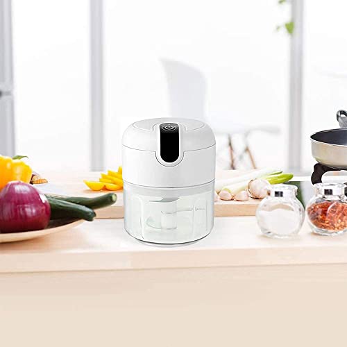 Electric Mini Garlic Chopper, Usb Rechargeable Portable Electric Food Chopper, 250Ml Wireless Small Food Processor For Chopping Garlic, Ginger, Chili, Minced Meat, Onion, Etc Kitchen Tools-White #TOP4
