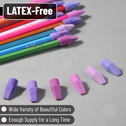 Image of Mr. Pen- Pencil Top Erasers, 120 Pack, 6 Different Purple Shade Colors | Latex-Free & No Smudge Pencil Eraser Tops