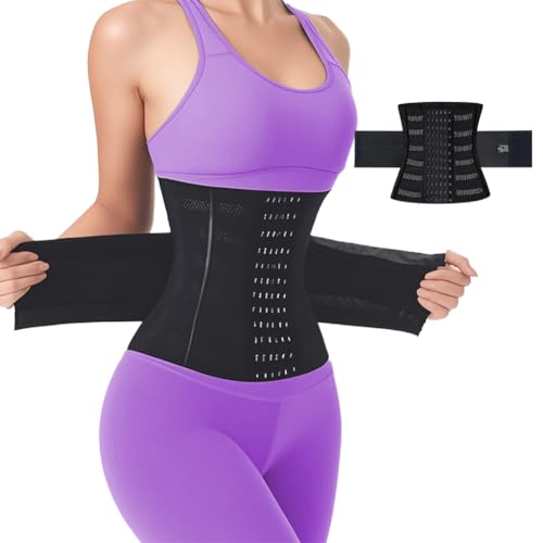 Fouvin Cinturón reductor de abdomen para adelgazar, cinturón de fitness, moldeador de abdomen, cinturón de sudoración, cinturón de cintura para mujer, moldeador de cintura, Negro , XL