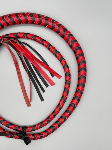Fouet en cuir véritable bicolore de 183 cm de long avec franges souples - 4