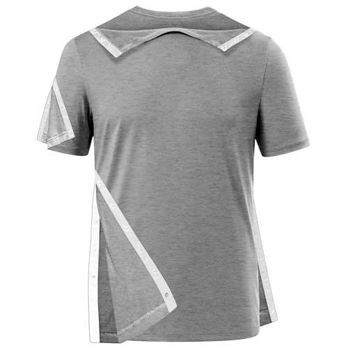 Shoulder Surgery Recovery Shirts Unisex Post Surgery Shirt Left and Right Side Snap Access Recovery T Shirt for Women Men