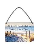 Zeit für Sand zwischen den Zehen und Salz auf der Zunge - Hängeschild mit Kordel und Saugnapf - Maritime Wanddeko für Strandkorb Badezimmer Garten Balkon Terrasse Eingang Lieblingsplatz - 18x12cm