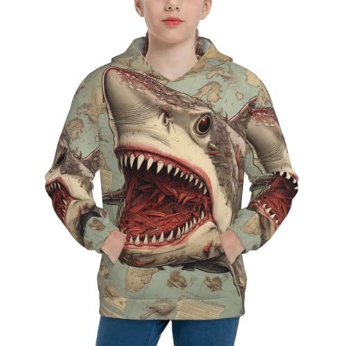 Horror Animal Youth Long Sleeve Pocket Hoodie Sweatshirt Kids Pullover Hooded Tops3