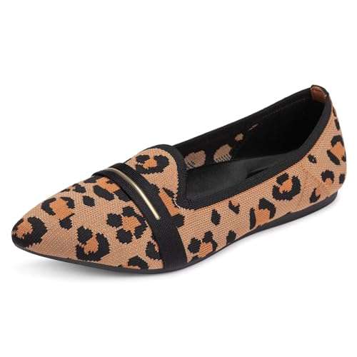 Image of Frank Mully Women's Casual Loafer Flats Slip On Loafer Shoes Comfortable Knit Flat Shoes Classics Pointy Toe Loafer Flats,for Work,Travel